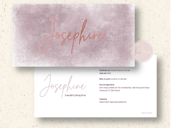 Ontwerp geboortekaartje - Josephine