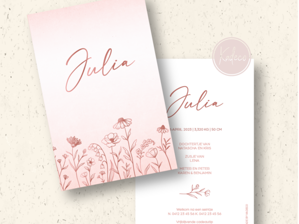 Ontwerp geboortekaartje - Julia