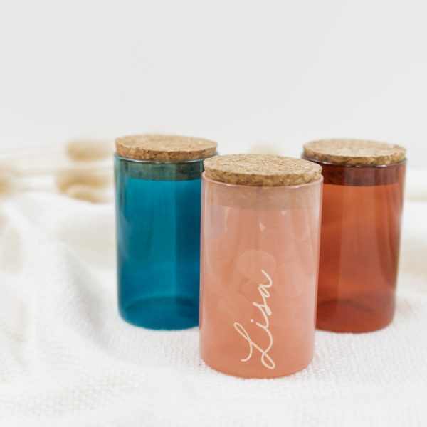 KADECO | Glazen gekleurd glas met kurken dop | Uniek geschenk