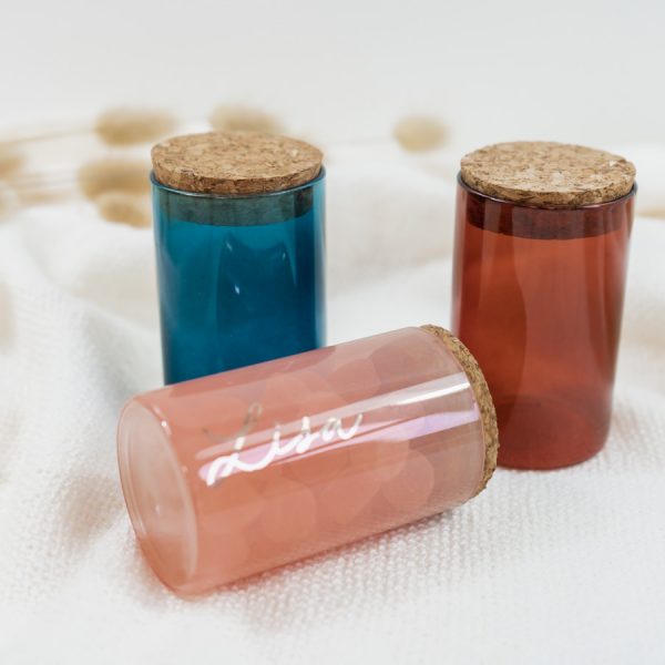 KADECO | Glazen gekleurd glas met kurken dop | Uniek geschenk