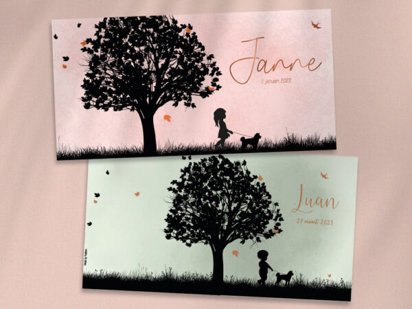 Ontwerp geboortekaartje - Luan / Janne
