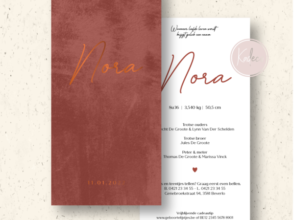 Ontwerp geboortekaartje - Nora