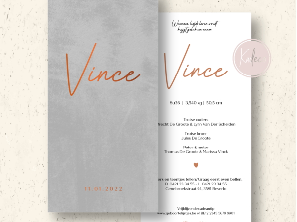 Ontwerp geboortekaartje - Vince